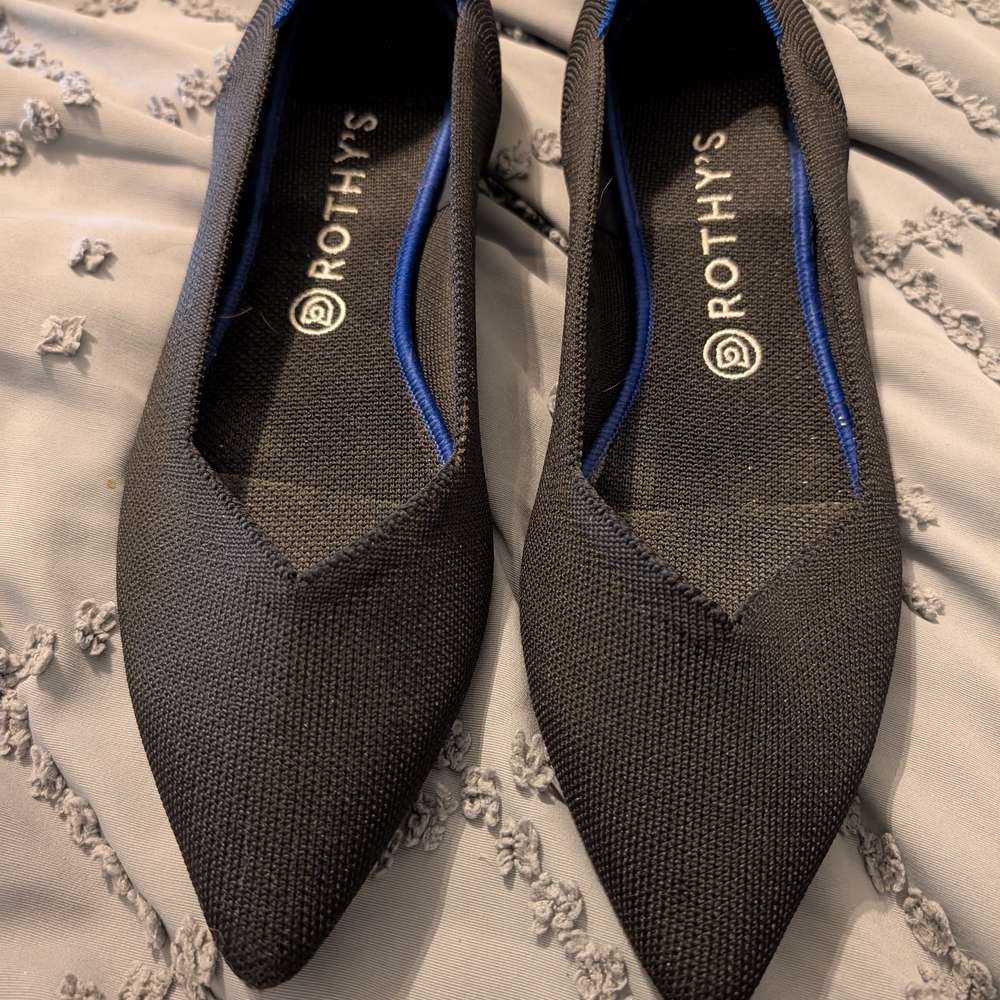Rothy's Black Knit Flats with Pointed Toe